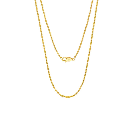 Vielring - Kordelhalskette 3 mm - 925 Silber - Gold / 45 cm