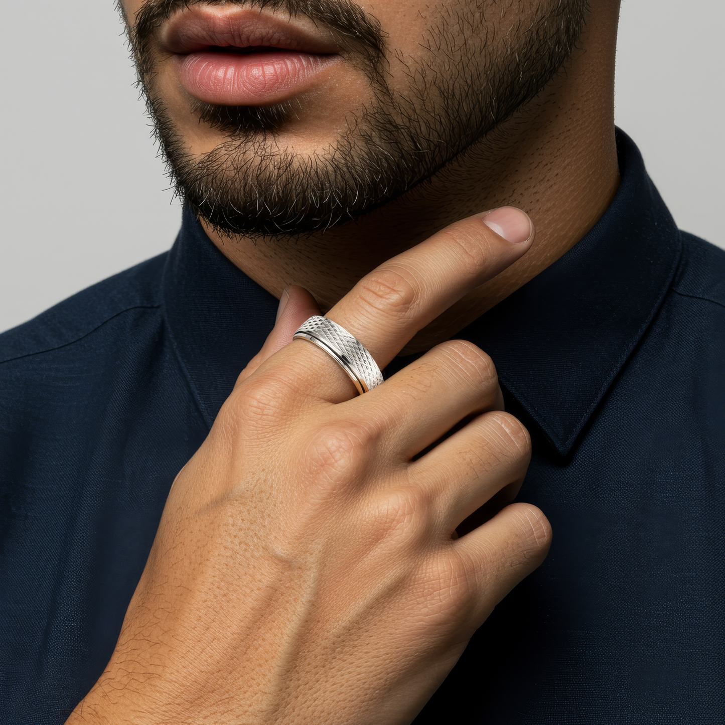 Diamant-Cut Drehbarer Ring - Edelstahl