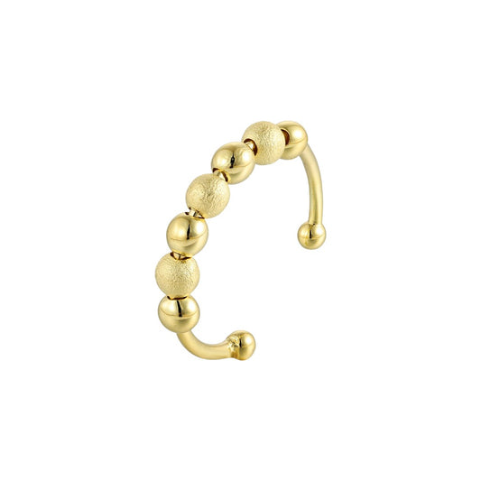 Vielring - Matt Perlen Anti-Stress-Ring – 925 Silber - Gold