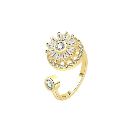 Blumen Zirkonia Anti-Stress-Ring – Edelstahl