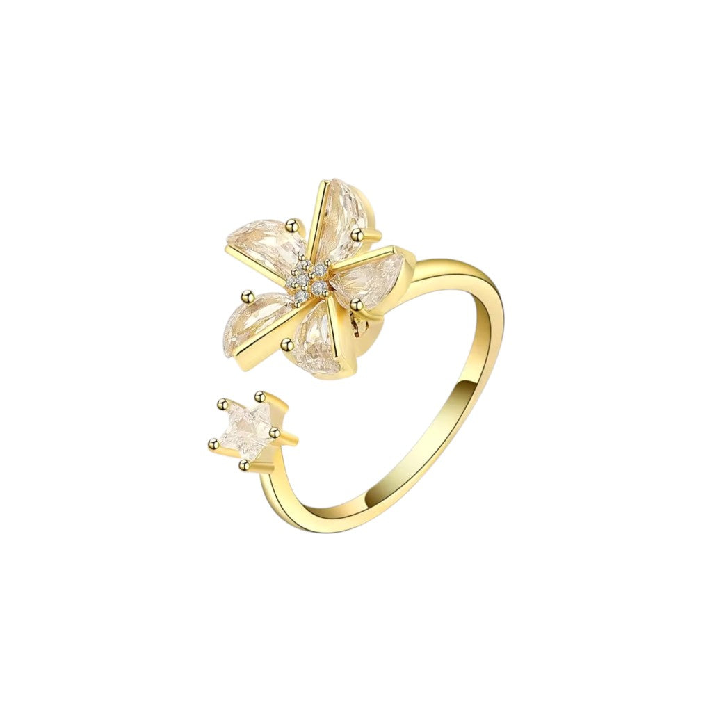 Blumen Anxiety- & Antistress-Ring - 925 Silber