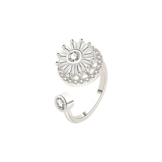 Blumen Zirkonia Anti-Stress-Ring – Edelstahl