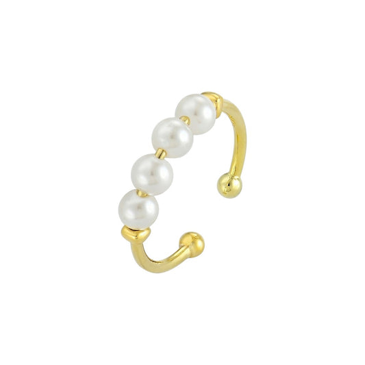 Vielring - Süßwasserperlen Anti-Stress-Ring – 925 Silber - Gold