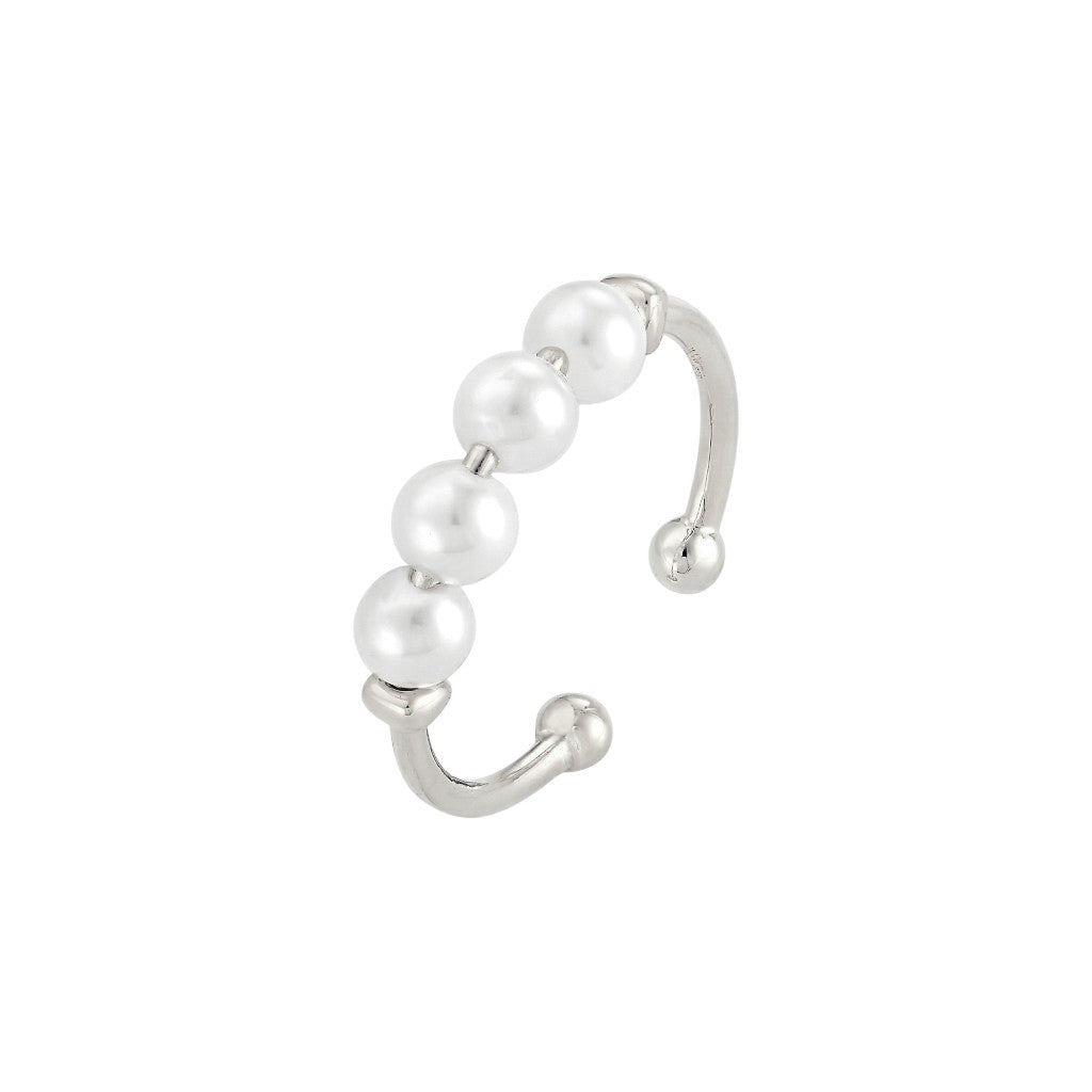 Vielring - Süßwasserperlen Anti-Stress-Ring – 925 Silber - Silber