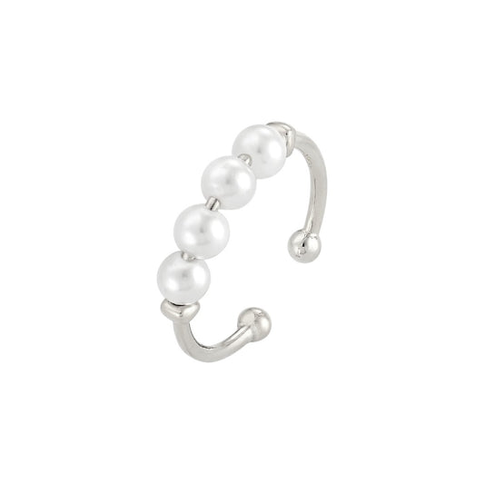 Vielring - Süßwasserperlen Anti-Stress-Ring – 925 Silber - Silber