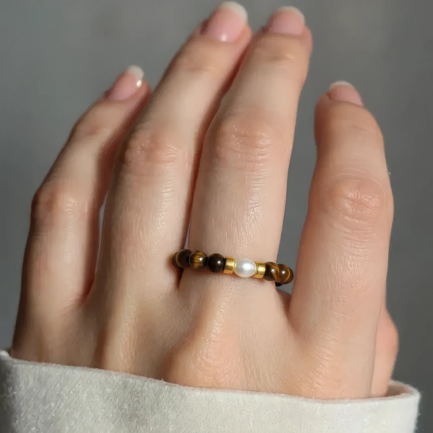 Tigerauge Drehbarer Anti-Stress-Ring - 925 Silber