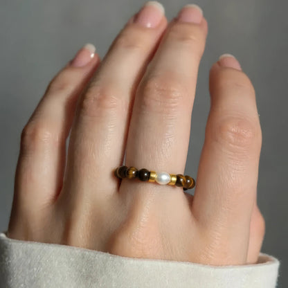 Tigerauge Drehbarer Anti-Stress-Ring - 925 Silber
