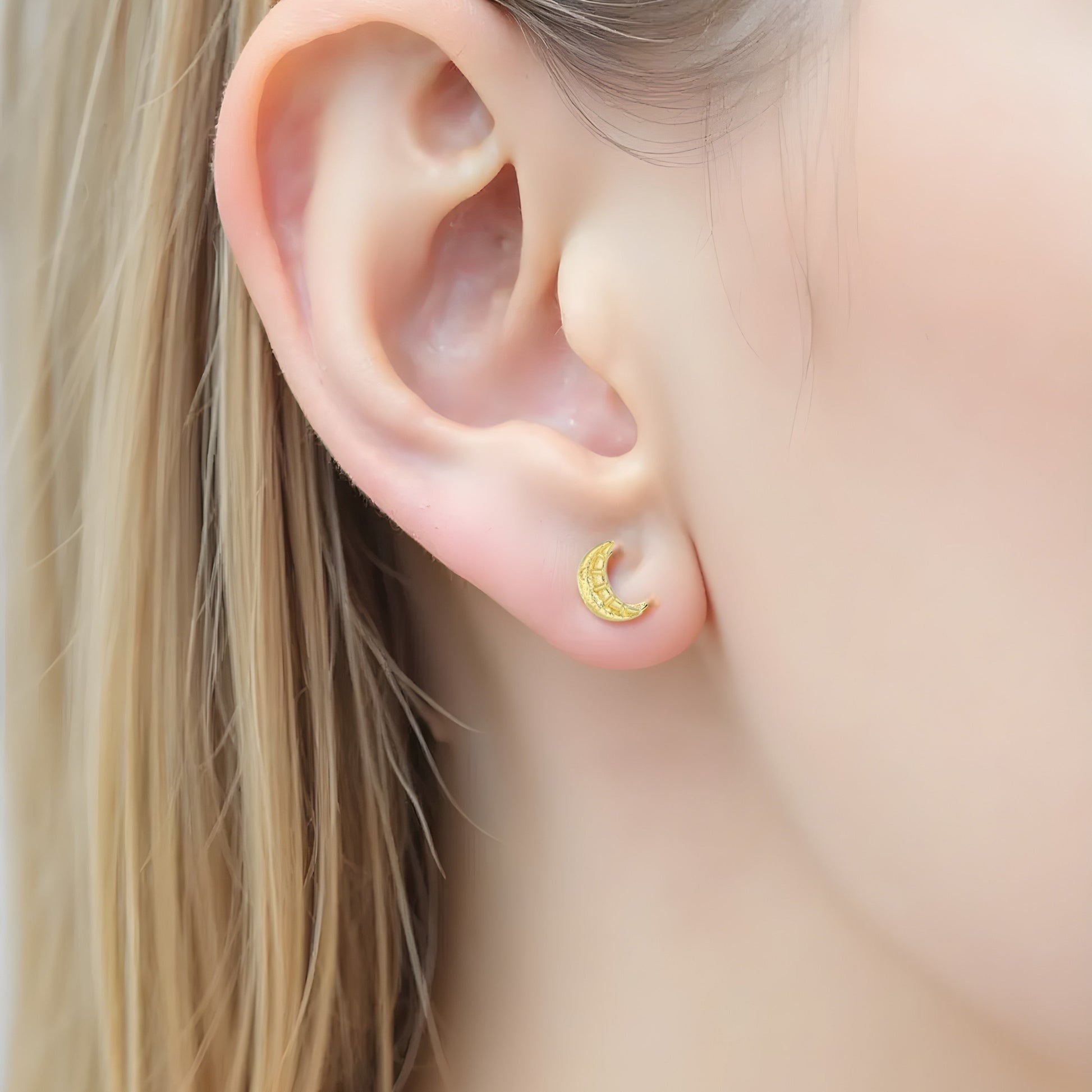 Vielring - Mond Ohrstecker - 925 Silber - Gold / Einzeln