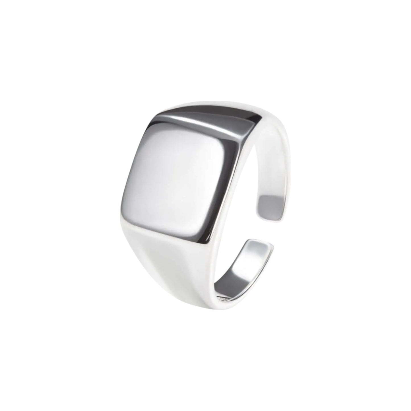 Vielring - Quadratischer Siegelring • Offener Ring - Silber / Kupfer