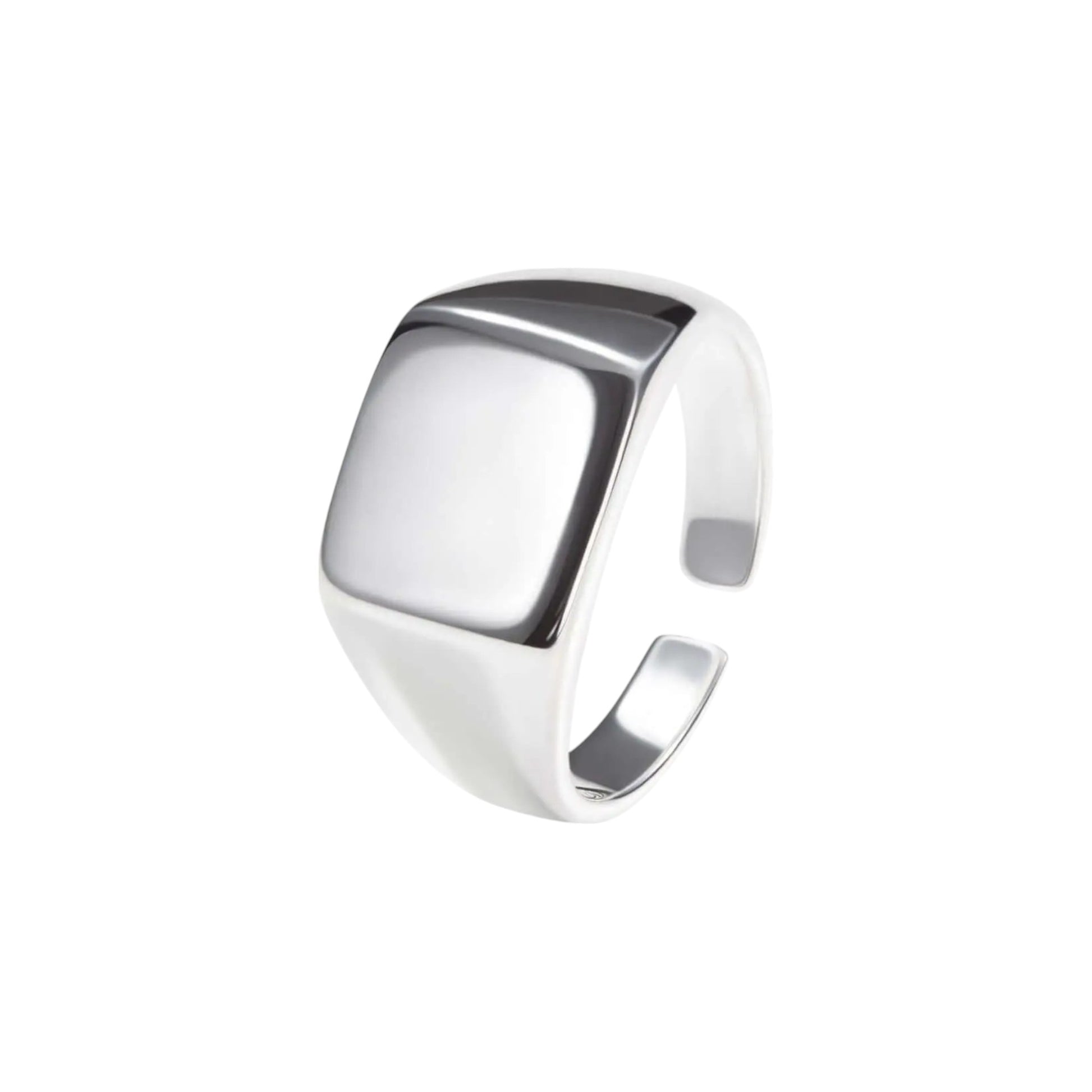 Vielring - Quadratischer Siegelring • Offener Ring - Silber / Kupfer