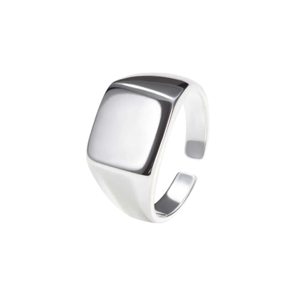 Vielring - Quadratischer Siegelring • Offener Ring - Silber / Kupfer