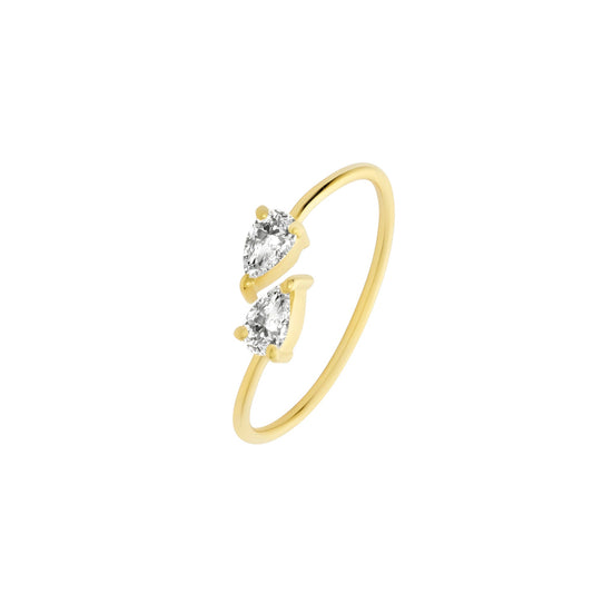 Vielring - Doppel Zirkonia Ring - 925 Silber - Gold