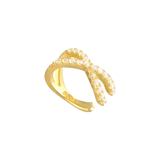 Kreuzender Zirkonia Ear Cuff - 925 Silber