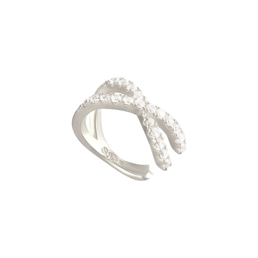 Kreuzender Zirkonia Ear Cuff - 925 Silber