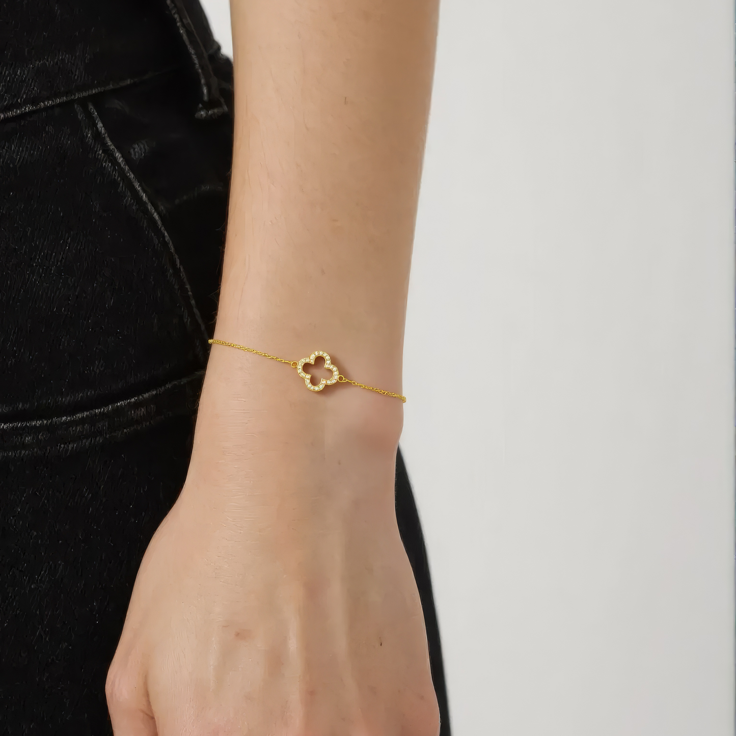 Zirkonia Kleeblatt Armband - 925 Silber