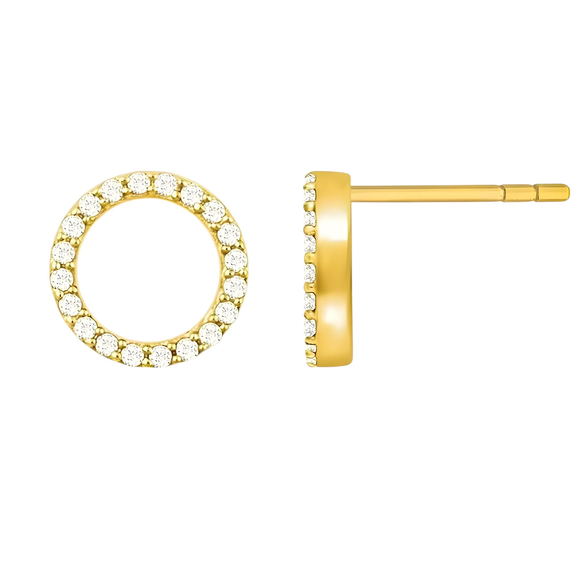 Vielring - Circle mit Zirkonia Stein Ohrstecker - 925 Silber - Gold / Einzeln