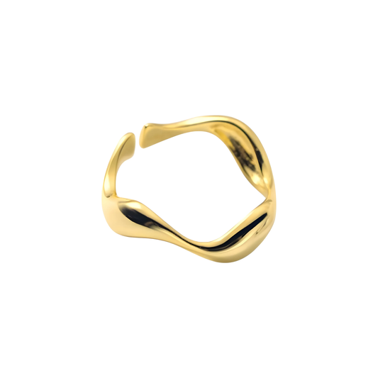 Vielring - Wellen Ring - 925 Silber - Gold