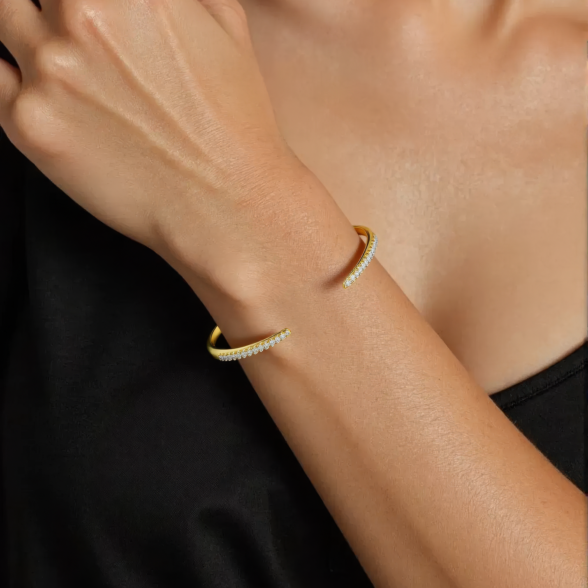 Vielring - Filigraner Zirkonia Armreifen - 925 Silber - Gold