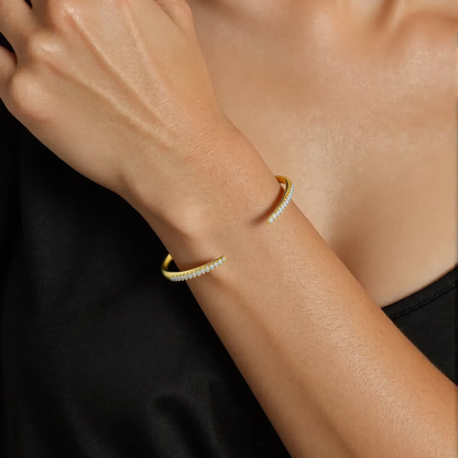 Vielring - Filigraner Zirkonia Armreifen - 925 Silber - Gold