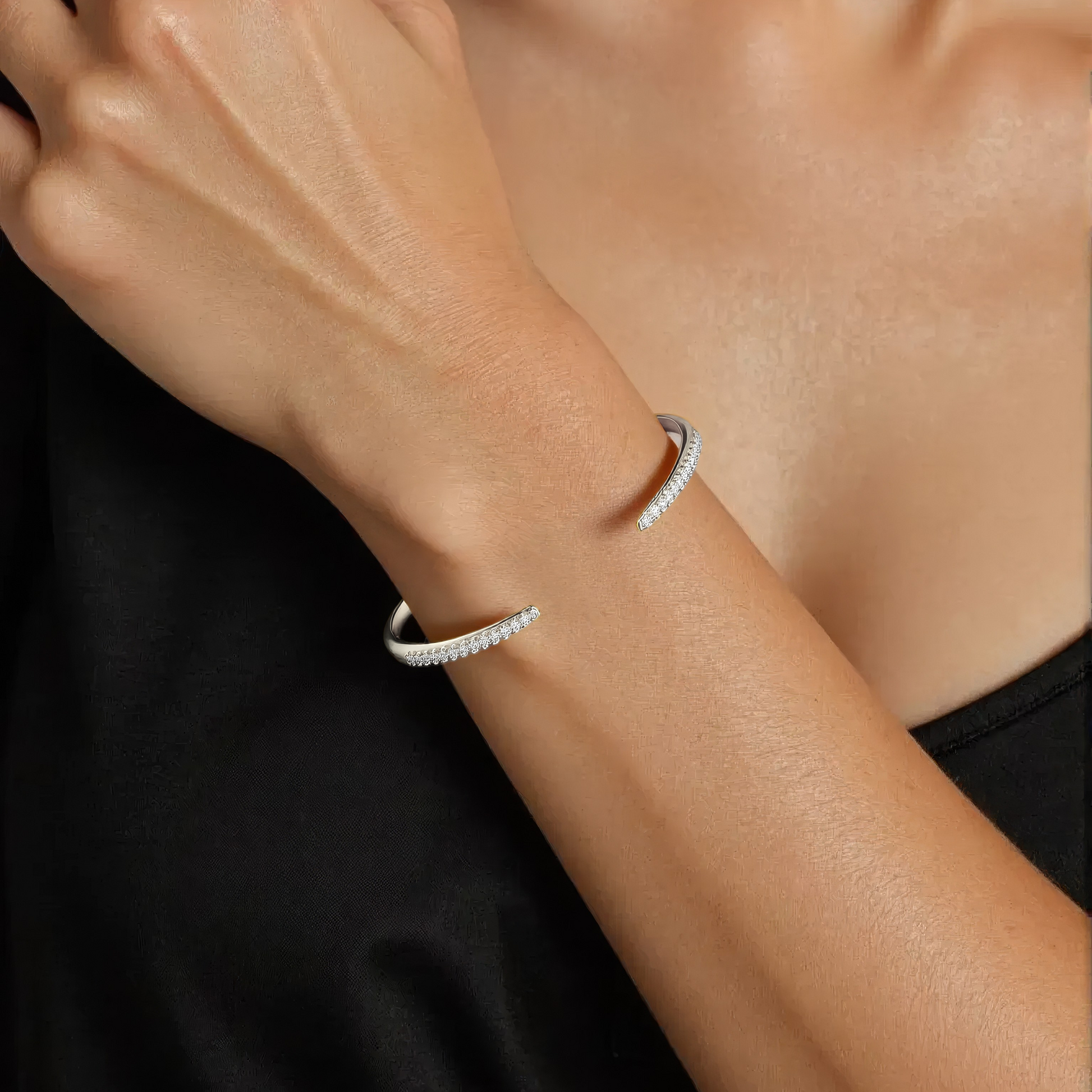 Vielring - Filigraner Zirkonia Armreifen - 925 Silber - Gold