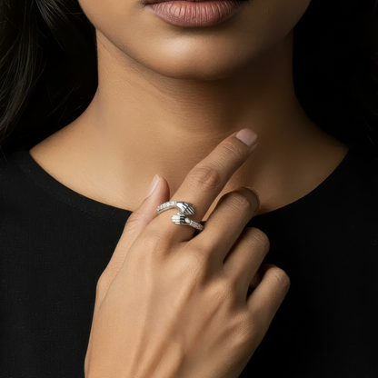 Offener Zirkonia Umarmungsring (Stärke) - 925 Silber