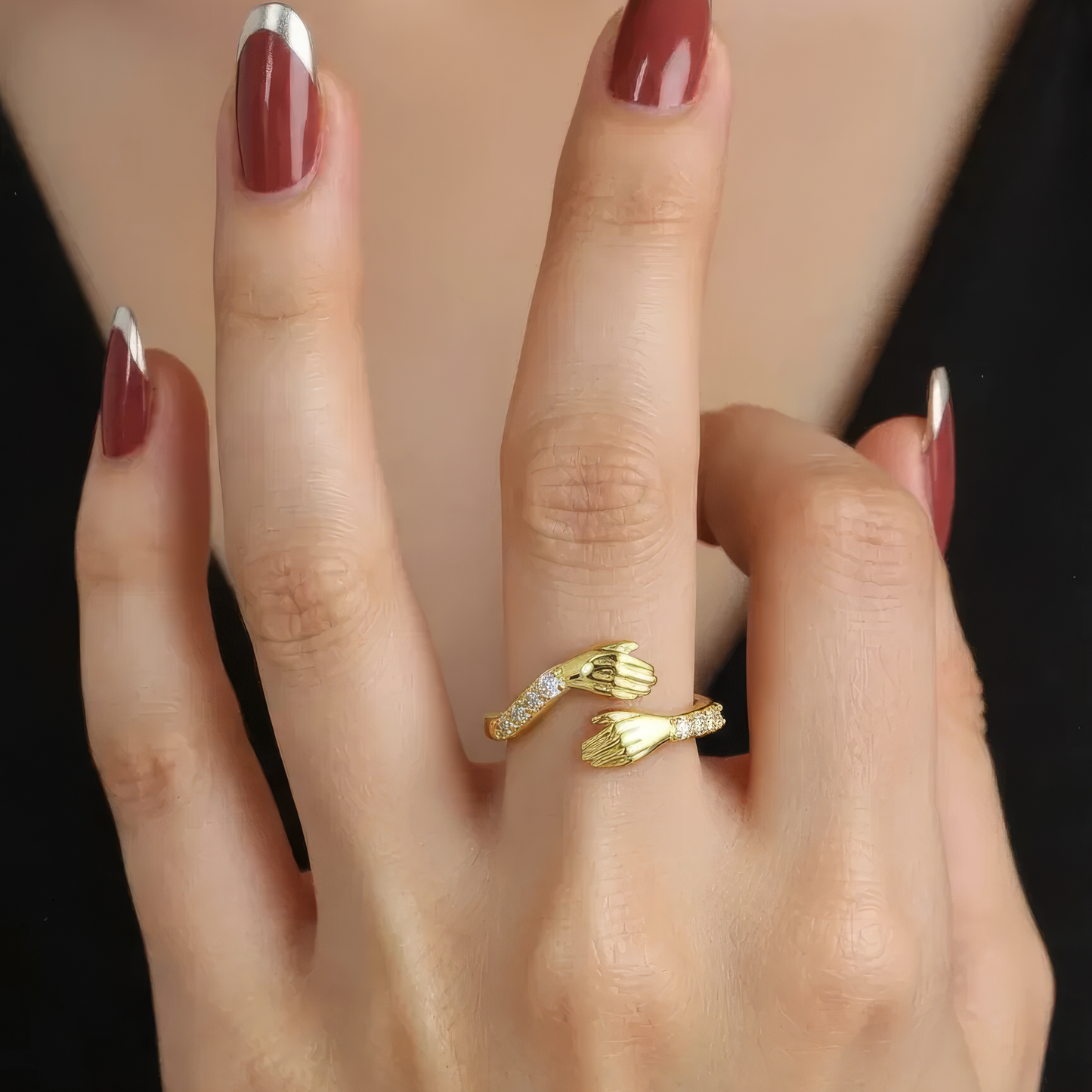 Offener Zirkonia Umarmungsring (Stärke) - 925 Silber