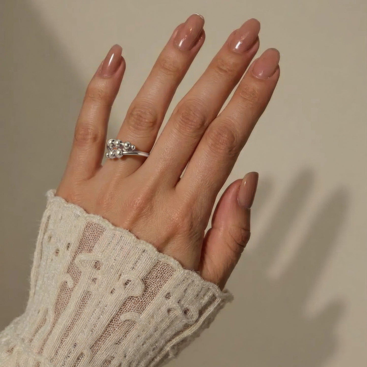 Doppelter Beweglicher Perlen Anti-Stress-Ring – Edelstahl