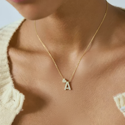 Zirkonia Bubble Namenskette mit Buchstaben - 925 Silber