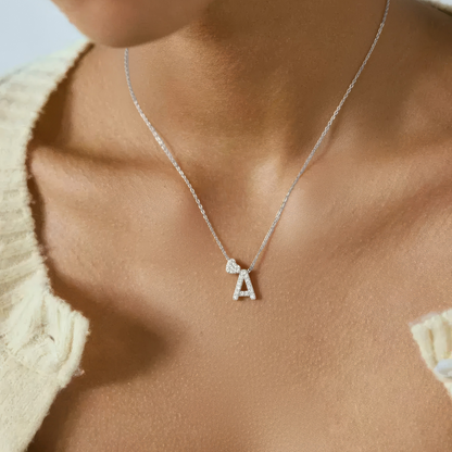 Zirkonia Bubble Namenskette mit Buchstaben - 925 Silber