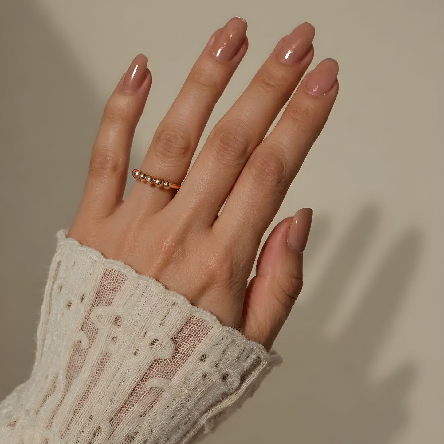 Perlen Drehbarer Ring - Edelstahl