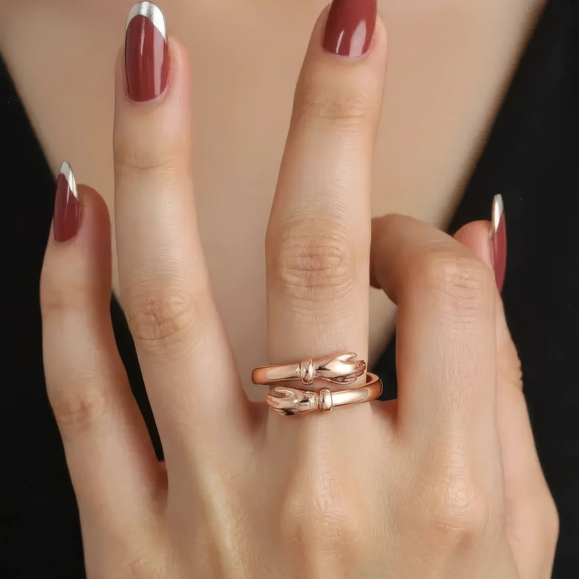 Vielring - Offener Umarmungsring (Liebe) Anti-Stress-Ring – 925 Silber - Gold