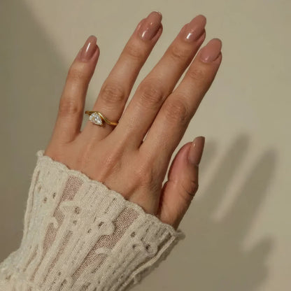 Offener Birnen Kristall Ring - 925 Silber