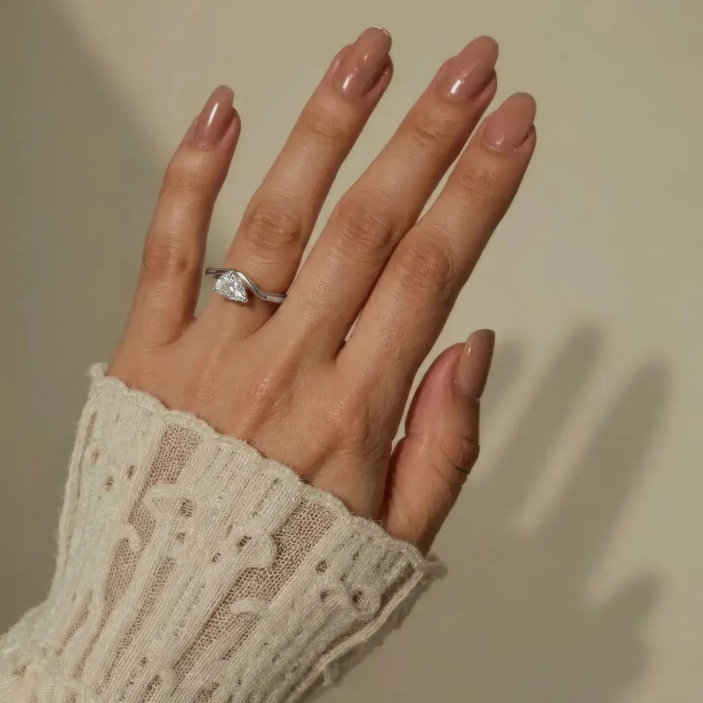 Offener Birnen Kristall Ring - 925 Silber