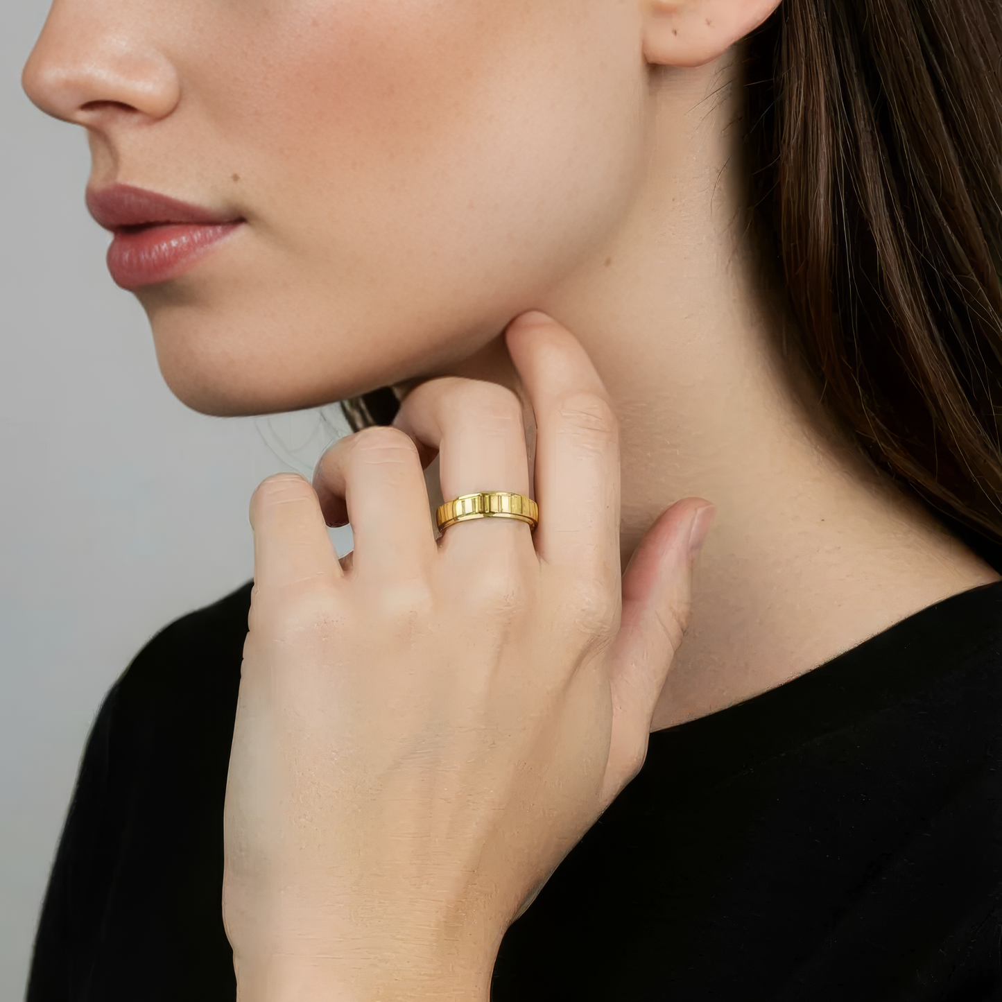 Gerillter Anxiety- & Antistress-Ring - Edelstahl