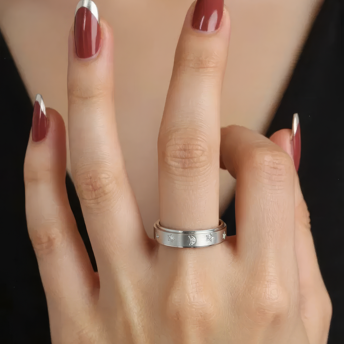 Mond Sternen Anti-Stress-Ring – Edelstahl