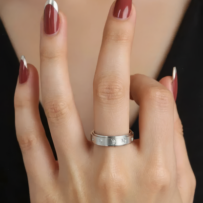 Mond Sternen Anti-Stress-Ring – Edelstahl