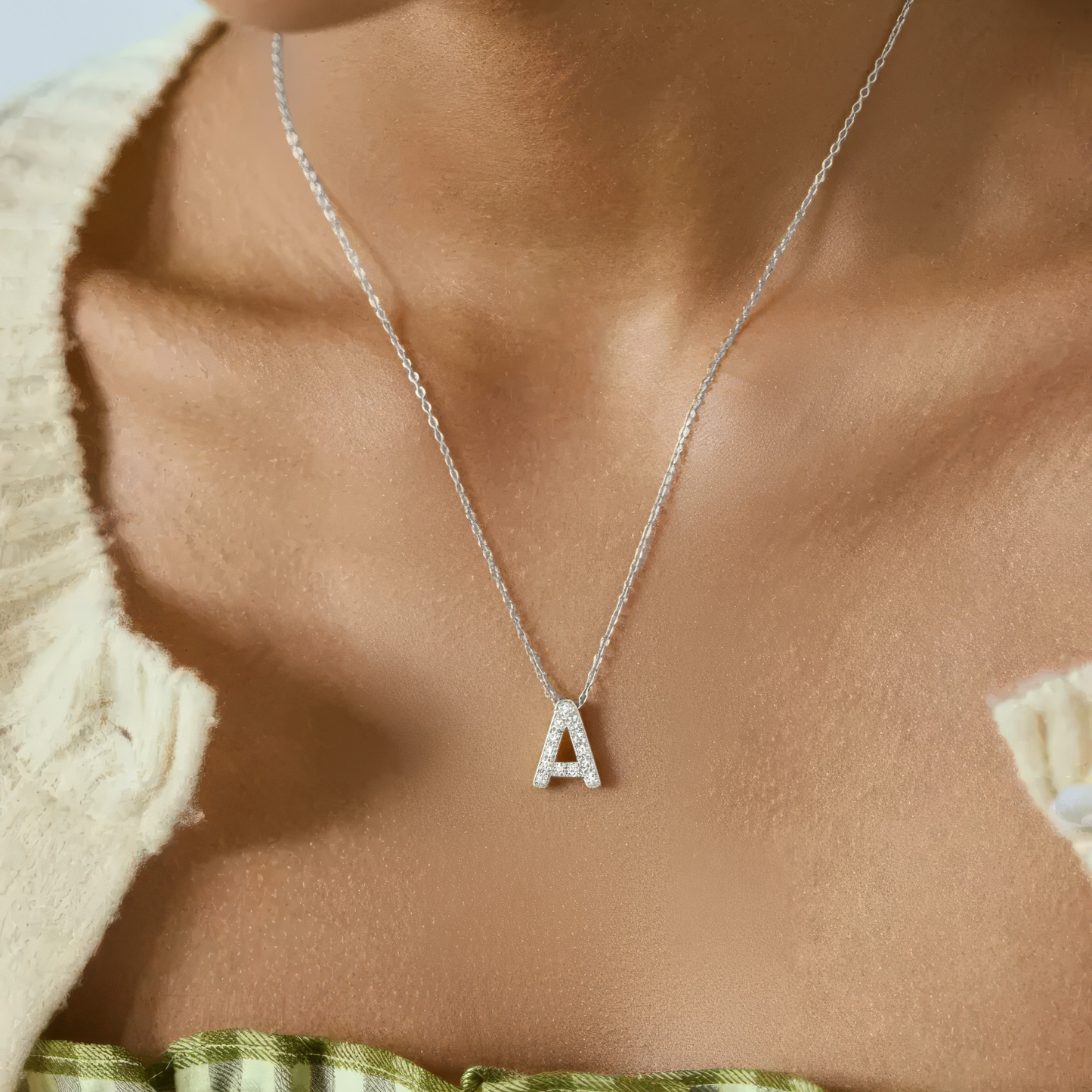 Buchstaben Zirkonia Halskette - 925 Silber