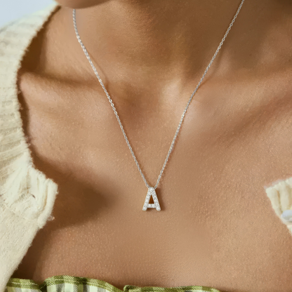 Buchstaben Zirkonia Halskette - 925 Silber