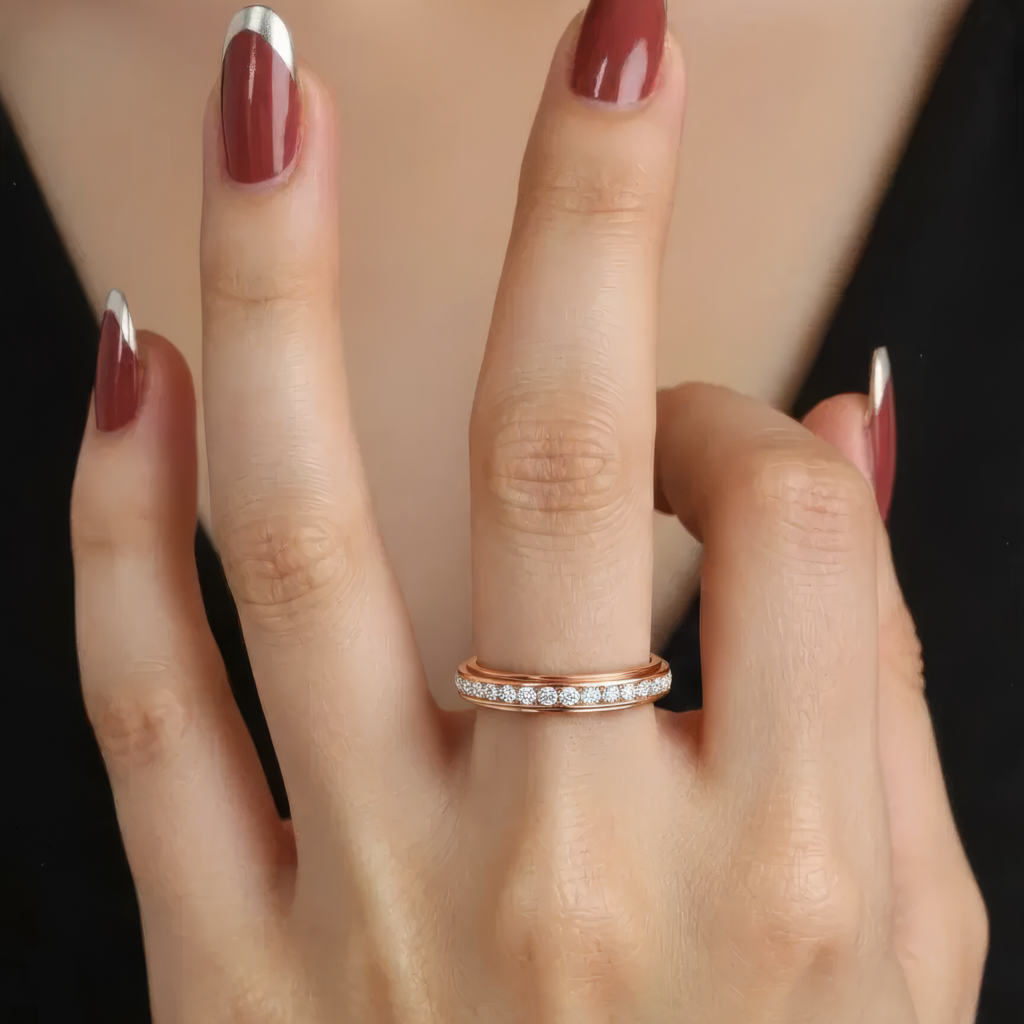 Vielring - Runder Kristall Anti-Stress-Ring – Edelstahl - Gold / 49 | ø15.6