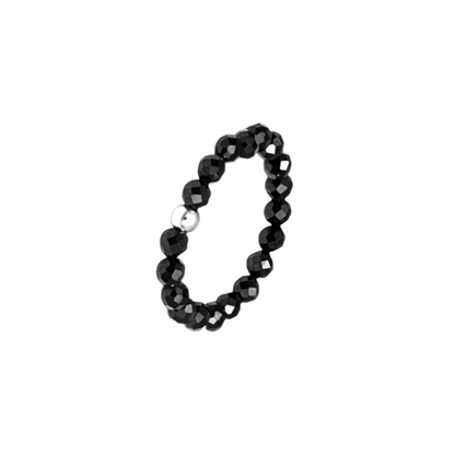 Naturstein Perlen Anti Stress Ring - 925 Silber