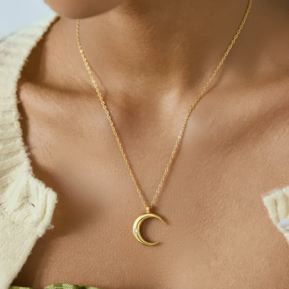 Zierliche Mond Halskette – 925 Silber
