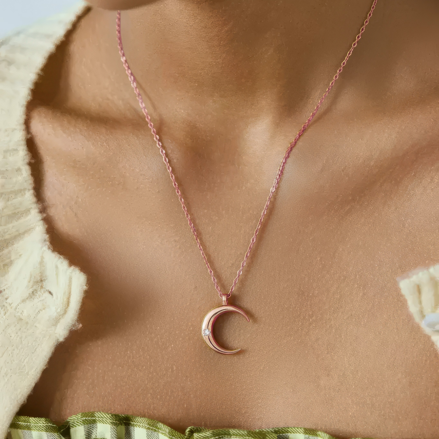 Zierliche Mond Halskette – 925 Silber