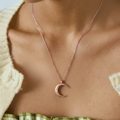 Zierliche Mond Halskette – 925 Silber
