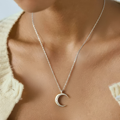 Zierliche Mond Halskette – 925 Silber