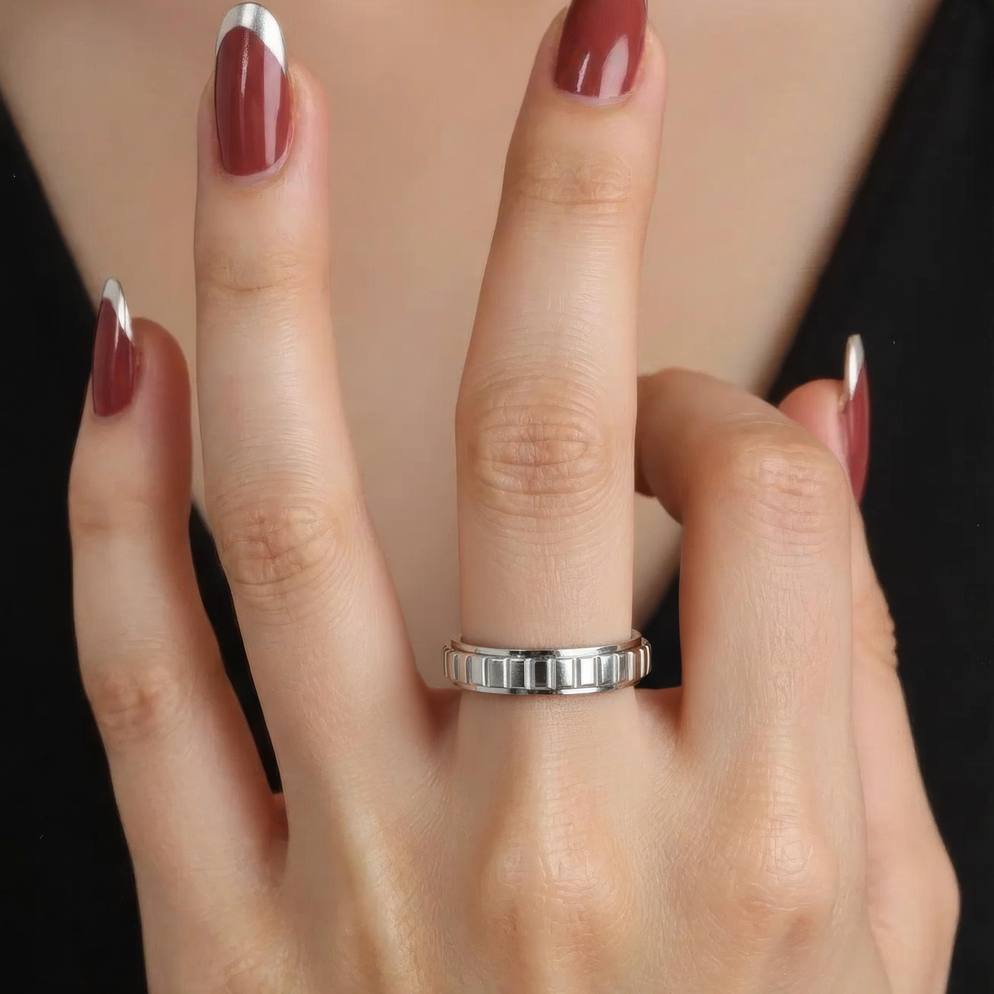 Gerillter Anxiety- & Antistress-Ring - Edelstahl