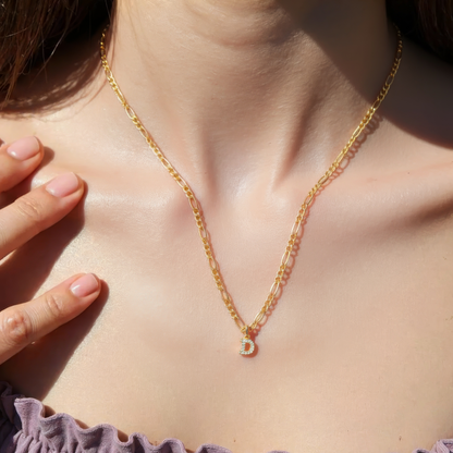 Figaro Buchstaben Zirkonia Halskette - 925 Silber