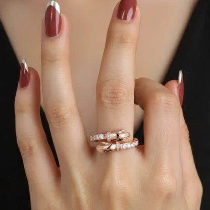 Vielring - Offener Zirkonia Umarmungsring (Liebe) Anti-Stress-Ring – 925 Silber - Gold