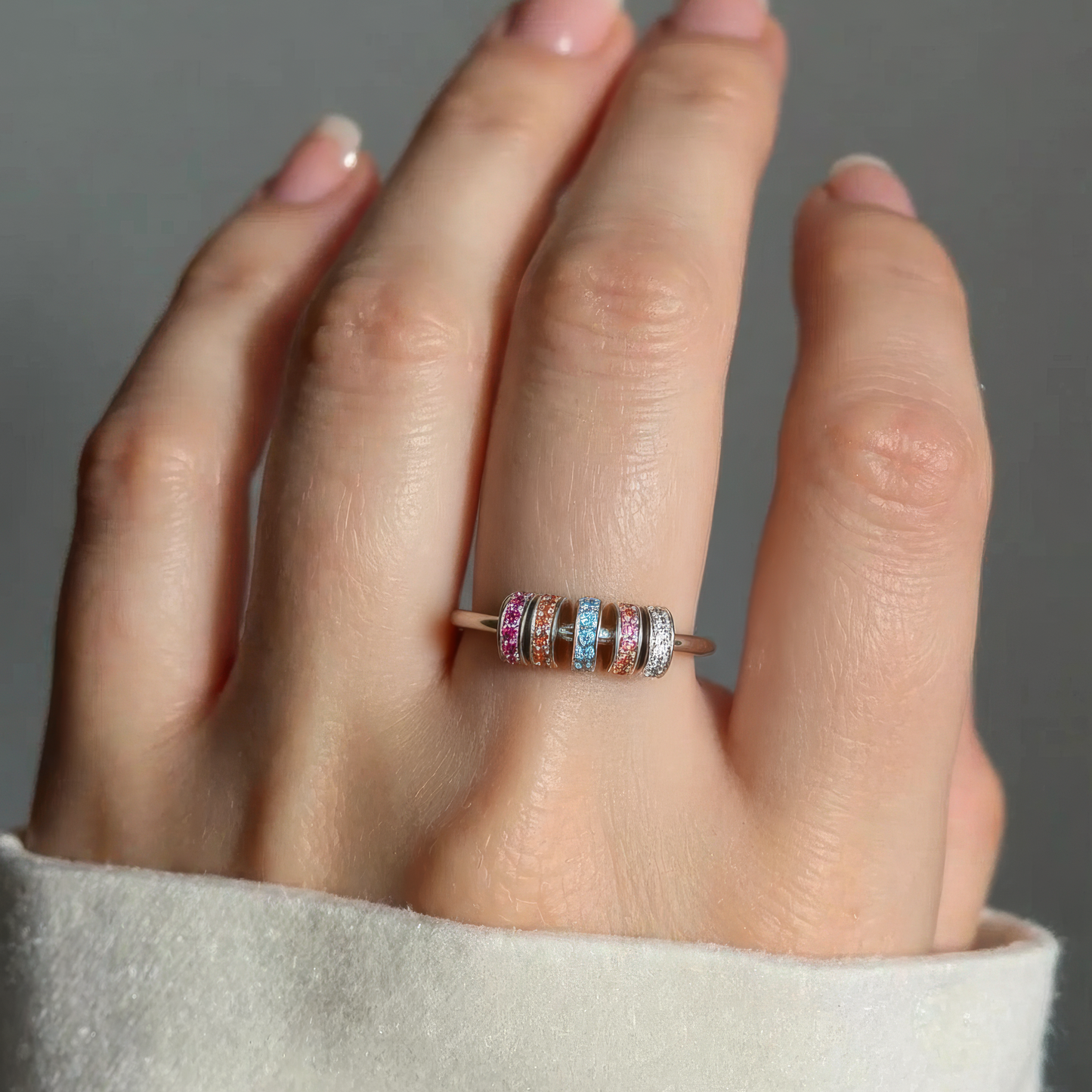 Zirkonia Scheiben Anxiety- & Antistress-Ring - 925 Silber