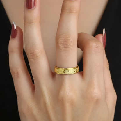 Matter Mond Sternen Anxiety- & Antistress-Ring - Edelstahl