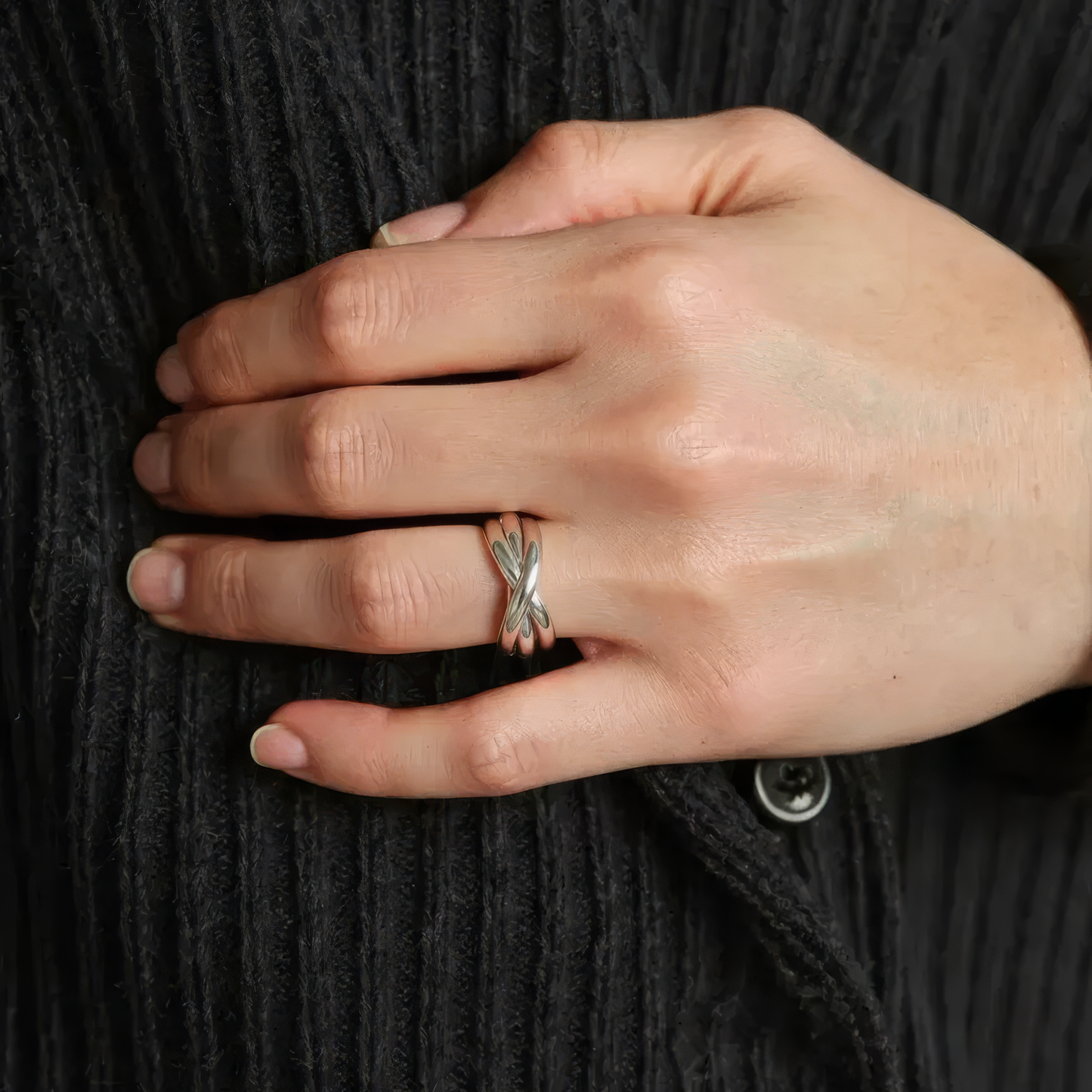 Dicker Ineinandergreifender Anti-Stress-Ring – Edelstahl